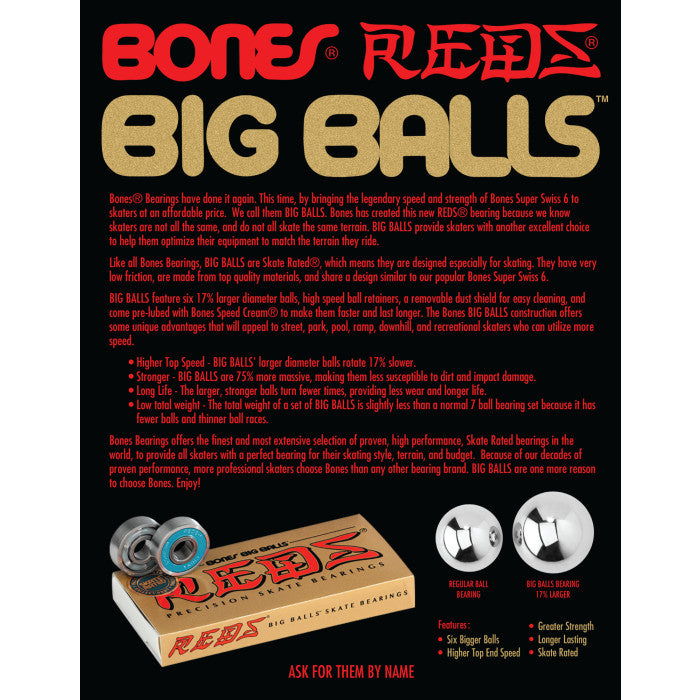 Bones BIG BALLS REDS Skateboard Bearings