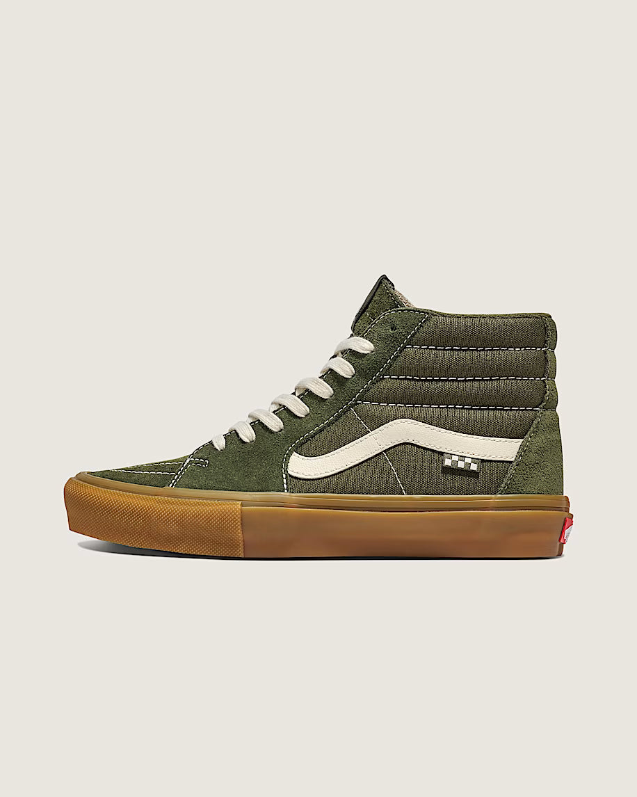 Vans Sk8-Hi Men 7.5 Sneaker Olive Green Canvas High Top Lace Up Skateboard Shoes Vans Sk8-Hi Rearrange Suede Canvas High Top Skate Shoes  main image 3