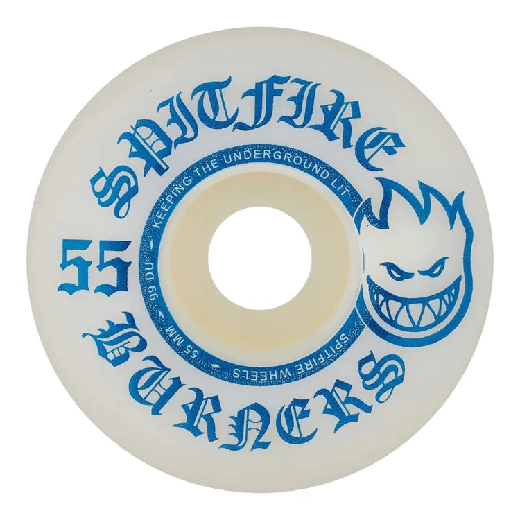 Spitfire Wheels Burners 55mm 99a, White/Blue