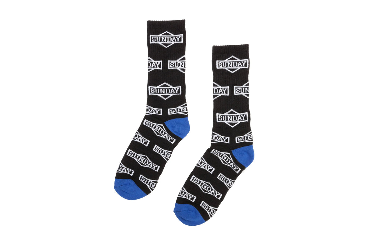 Sunday Cornerstone All-Over Crew Socks Black/White