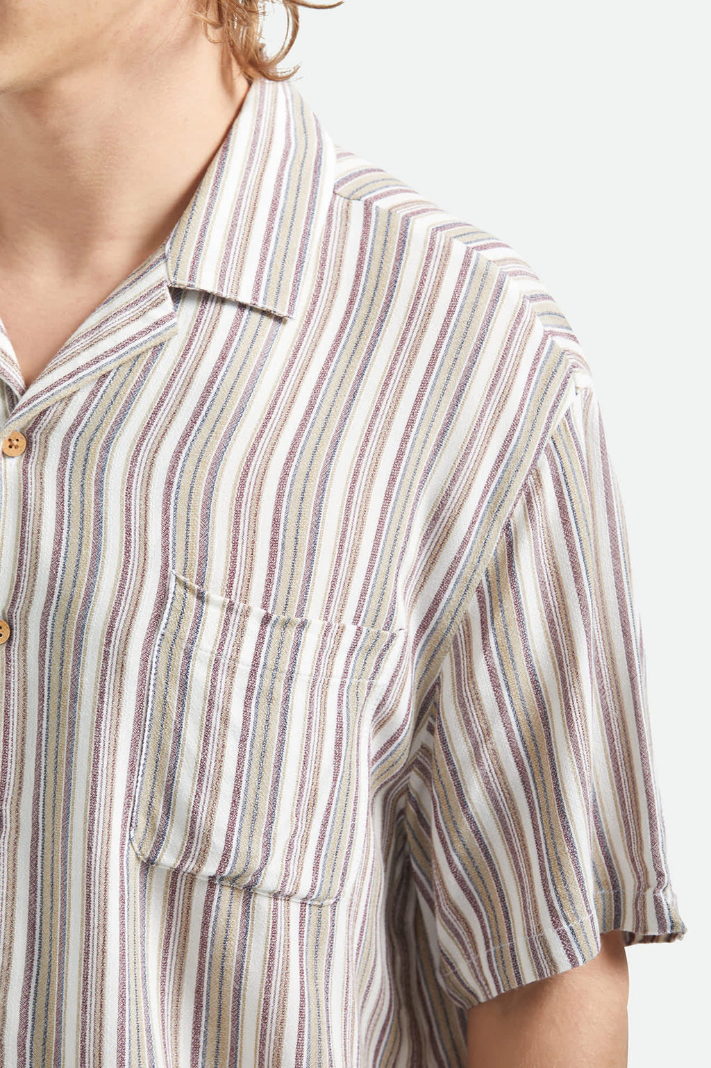 Brixton Bunker Twisted Stripe Camp Collar Shirt